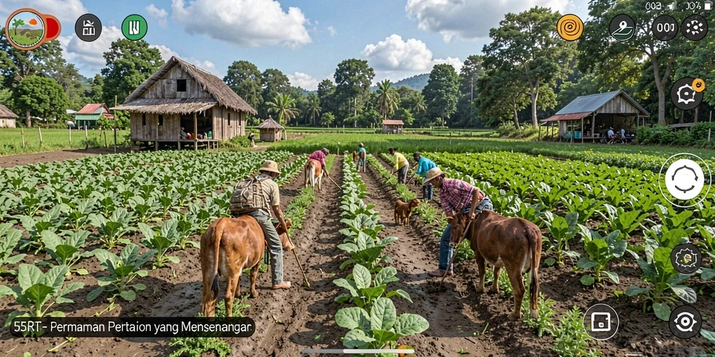 Gameplay seru dalam mengelola kebun dan peternakan.