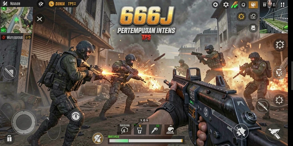 Screenshot gameplay 666J yang menampilkan aksi seru di dunia TPS.