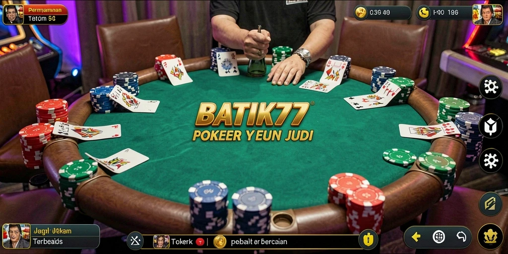 Screenshot game BATIK77 menunjukkan suasana Poker yang mendebarkan.