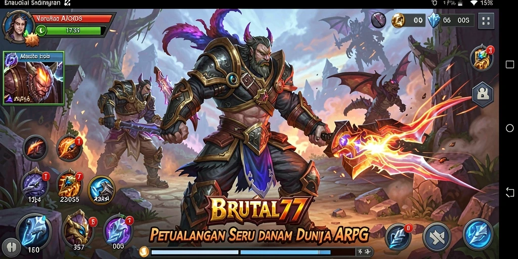 Gameplay seru BRUTAL77 dengan aksi ARPG yang mendebarkan.