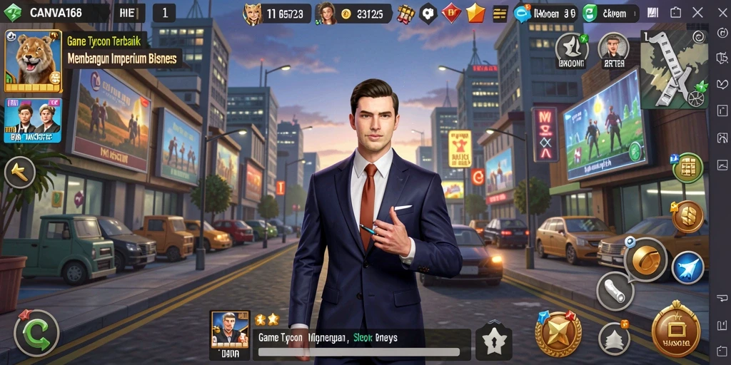 Tampilan gameplay menarik dari CANVA168 yang memperlihatkan pengelolaan bisnis.