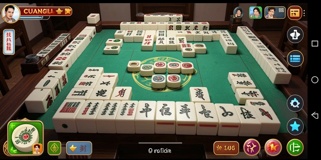 Tampilan gameplay CUANGILA dengan ubin Mahjong yang berwarna-warni.
