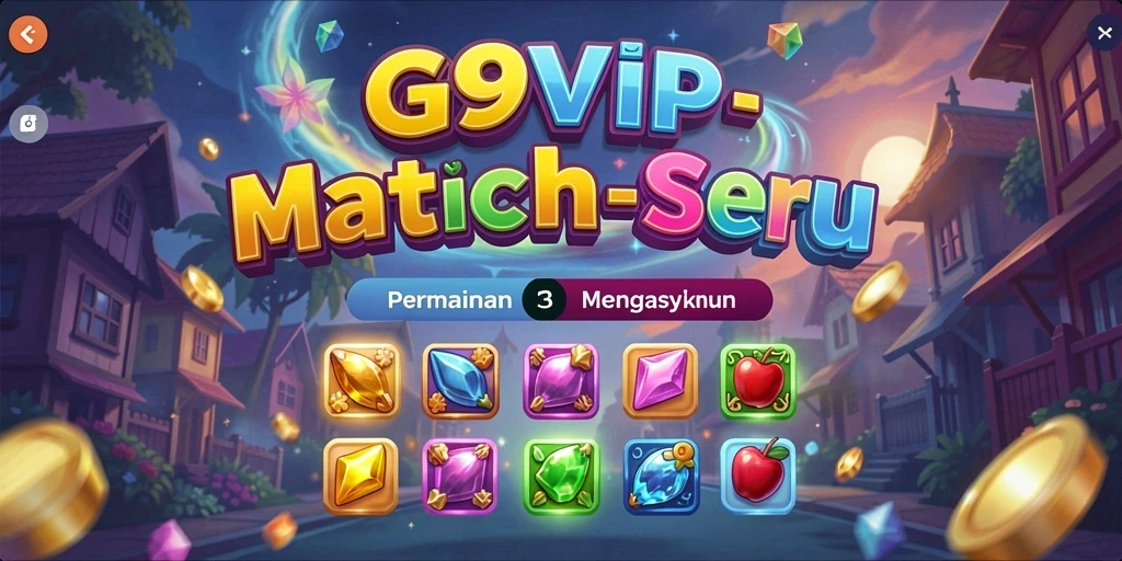 Screenshot gameplay G9VIP menampilkan serunya mencocokkan item warna-warni.