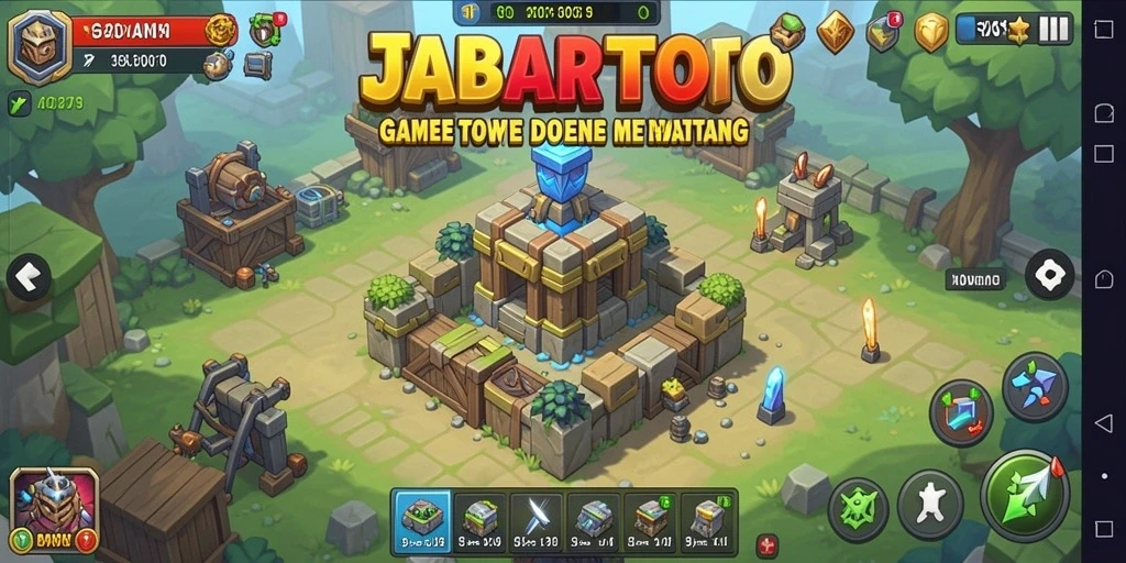 Tangkapan layar gameplay JABARTOTO menampilkan aksi menara pertahanan yang mendebarkan.