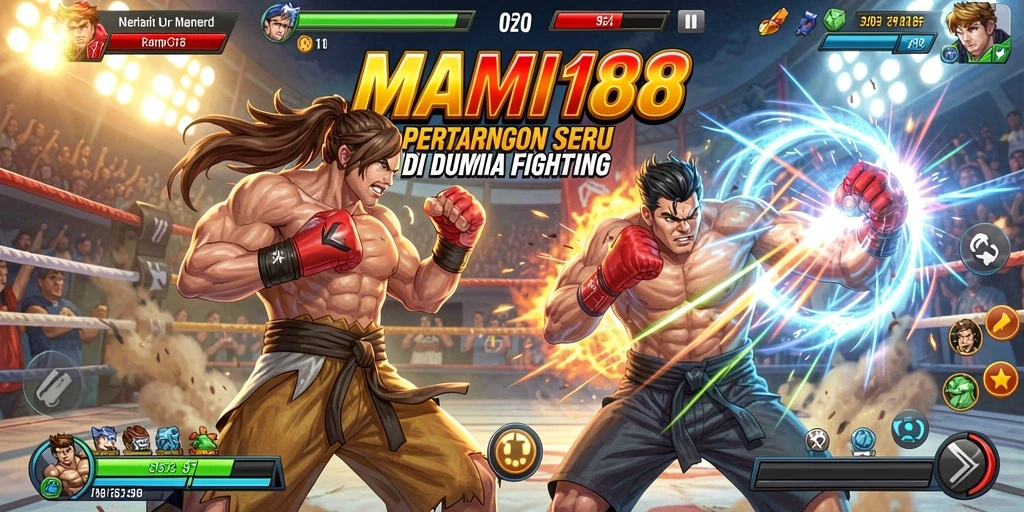 Screenshot gameplay MAMI188 yang menampilkan pertarungan seru antar karakter.