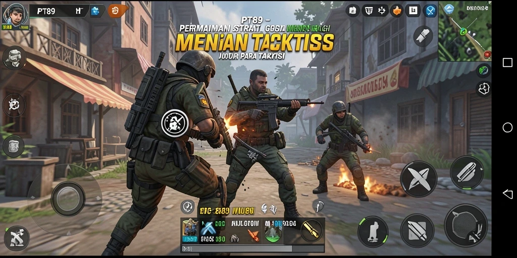 Tampilan gameplay PT89 dengan berbagai unit dan peta yang dinamis.