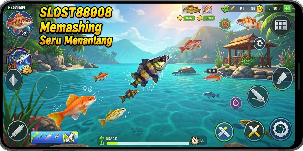 Screenshot gameplay SLOST8808 yang menunjukkan aksi memancing seru.